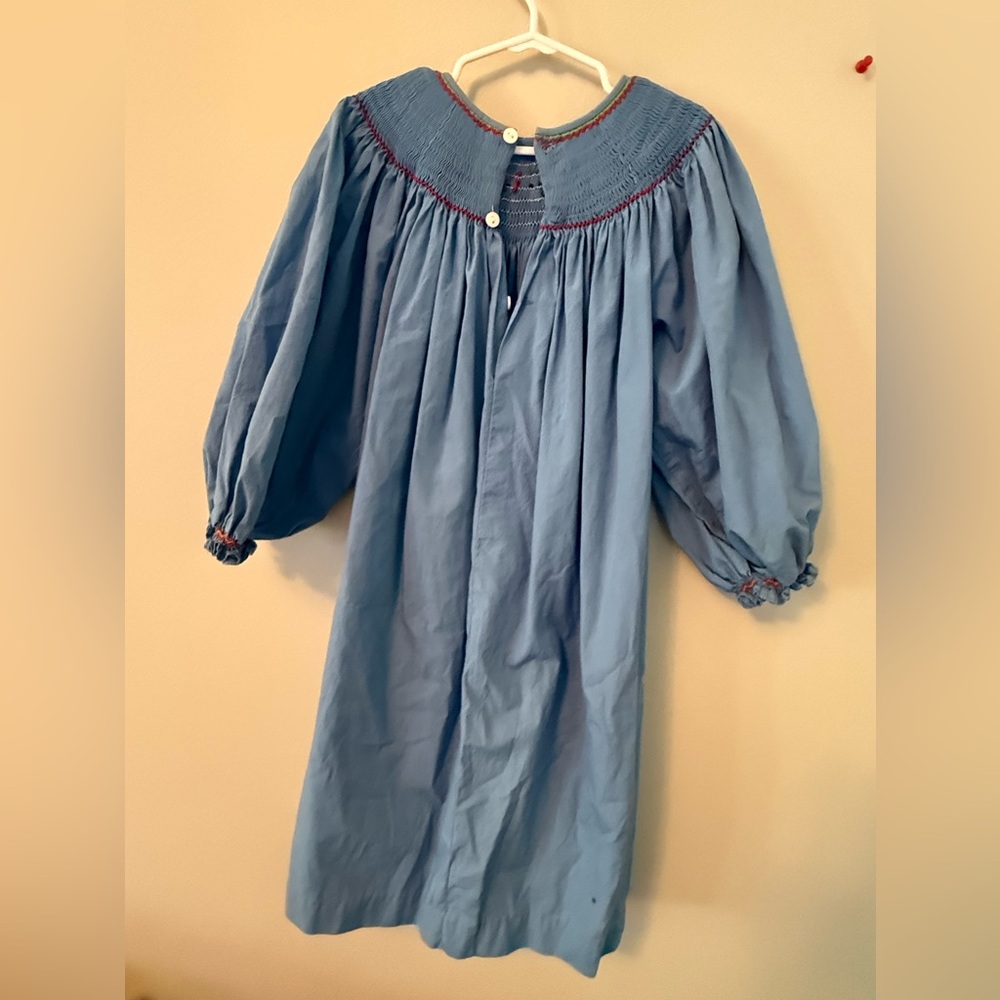 Mom & Me Blue Smocked Crayon Long Sleeve Dress - Picture 2 of 5